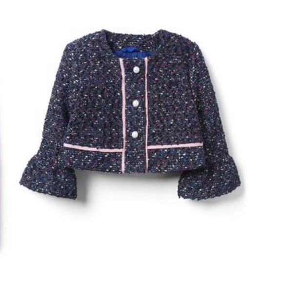 Janie and Jack Other - Navy Blue Bouclé Bell Sleeve Jacket
